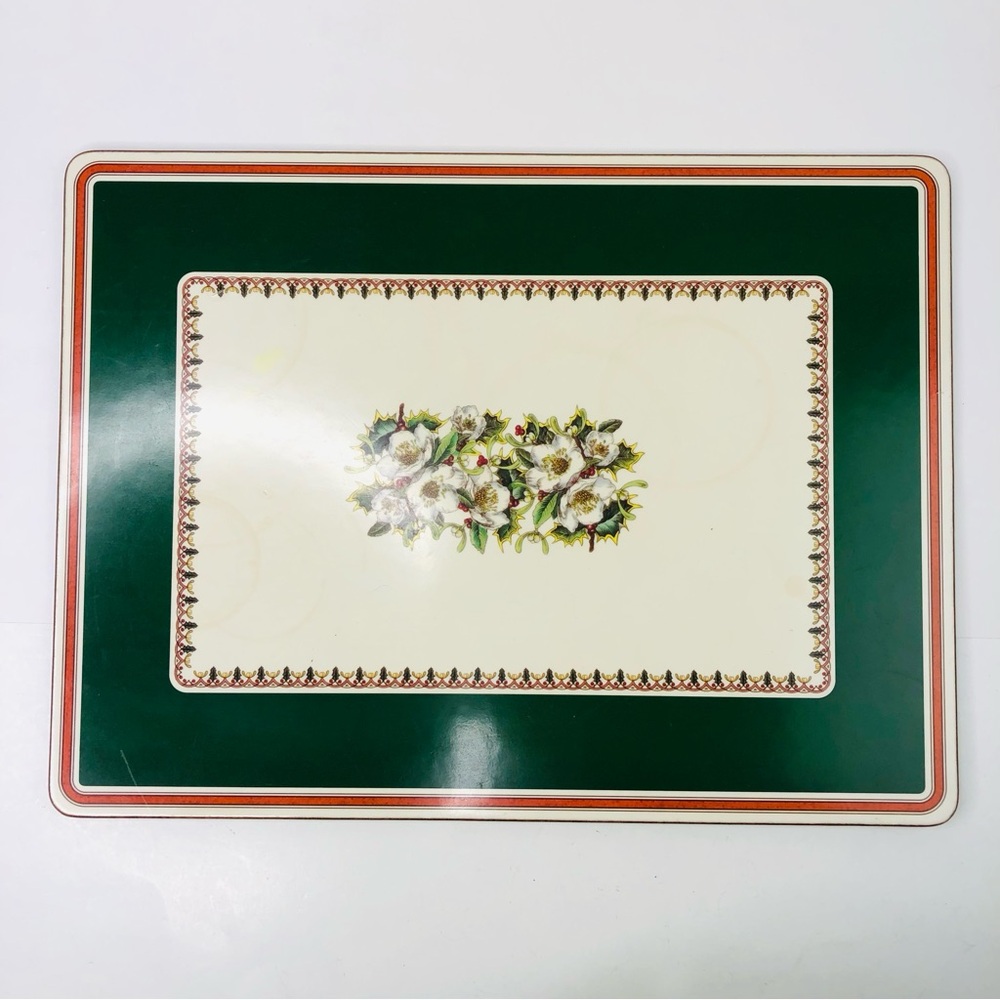 Vintage SPODE Cork Backed Placemat Christmas Floral Acrylic Finish Table Decor